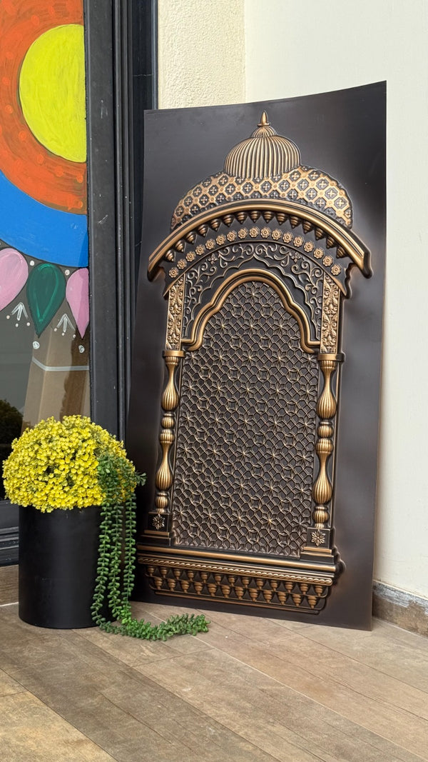 Maper Ganpati Backdrop Panel — Antique Gold Zarokha