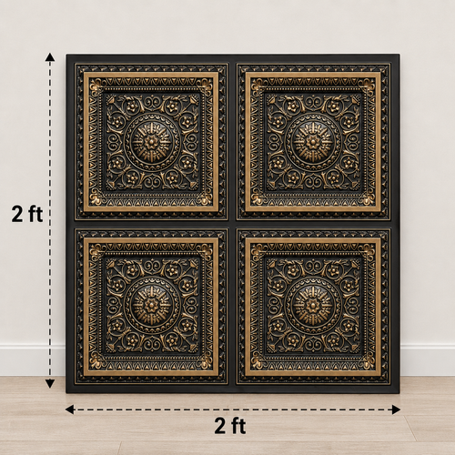 Maper Ganpati Backdrop Panel — Antique Gold 2×2 Four-Partition 2