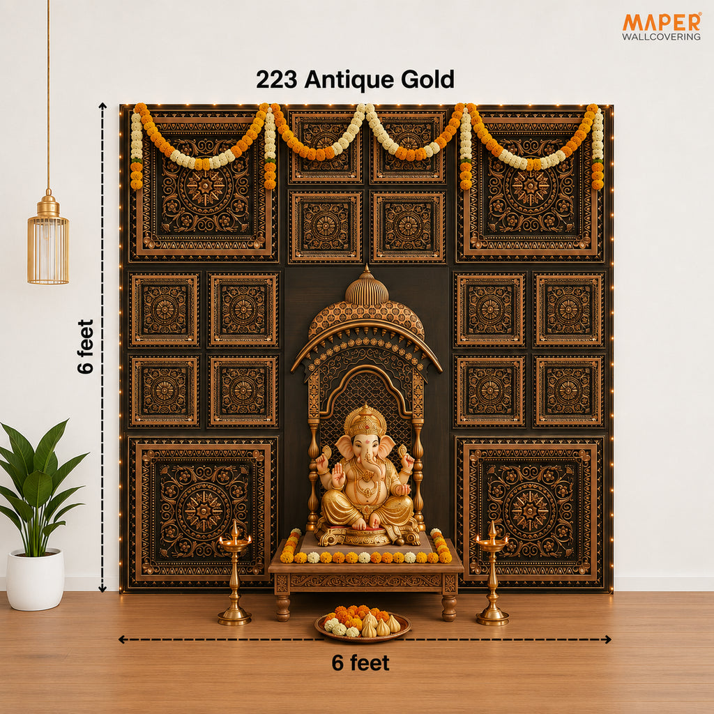 Maper Ganpati Backdrop Set — Antique Gold (Concept 2) 3