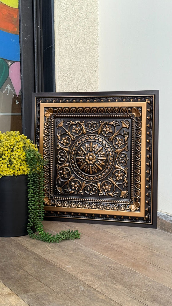 Maper Ganpati Backdrop Panel — Antique Gold 2×2