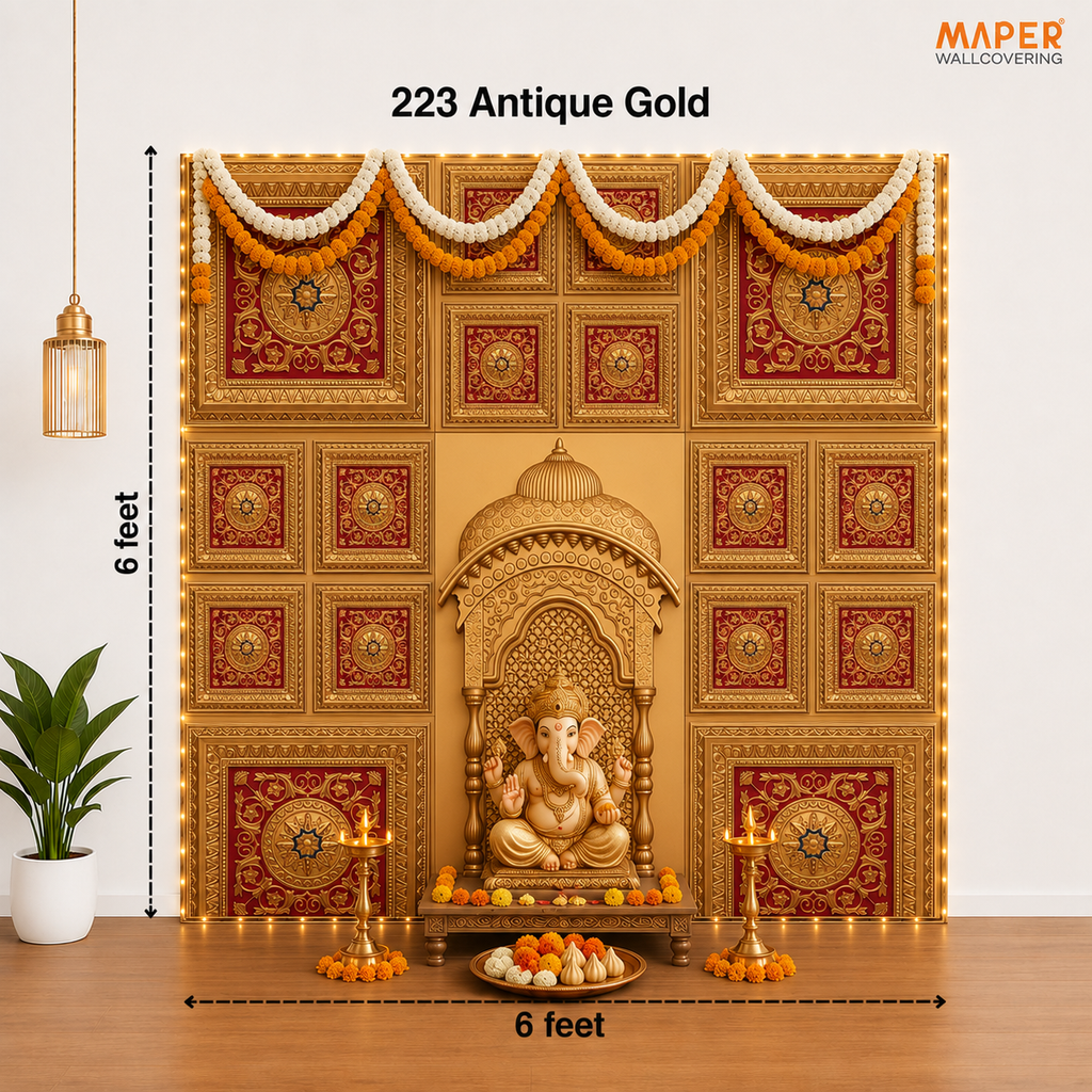 Maper Ganpati Backdrop Set — Gold Red (Concept 1) 3