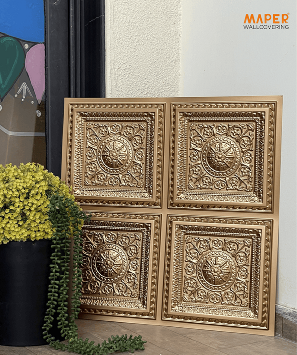 Maper Ganpati Backdrop Panel — Gold 2×2 Four-Partition